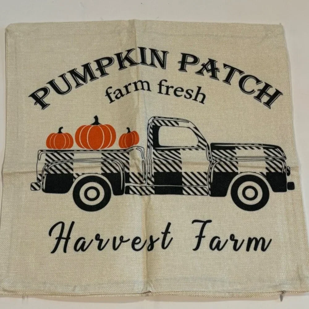 Pumpkin Patch Harvest Farm Fresh Happy Fall YAll Decorative‎ Throw Pillow Covers